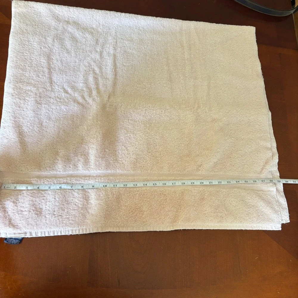 Ralph Lauren Peach Pink Cotton Bath Towel | 28x52 USA Dobby Border Terry Cloth